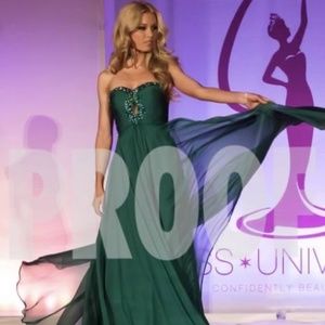 Sherri Hill Emerald Chiffon Dress